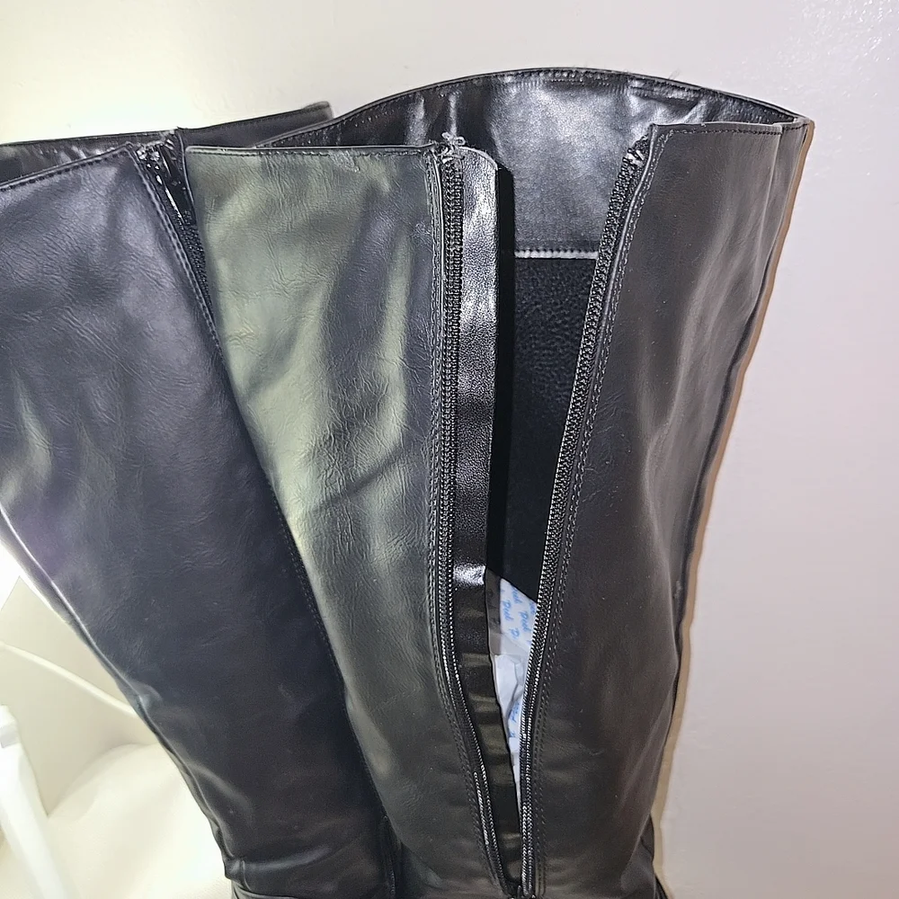 Black Leather Knee-High Boots